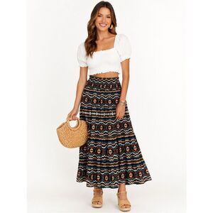 NWT Elizabeth and James The Label Boho Tiered Skirt Smocked Resort